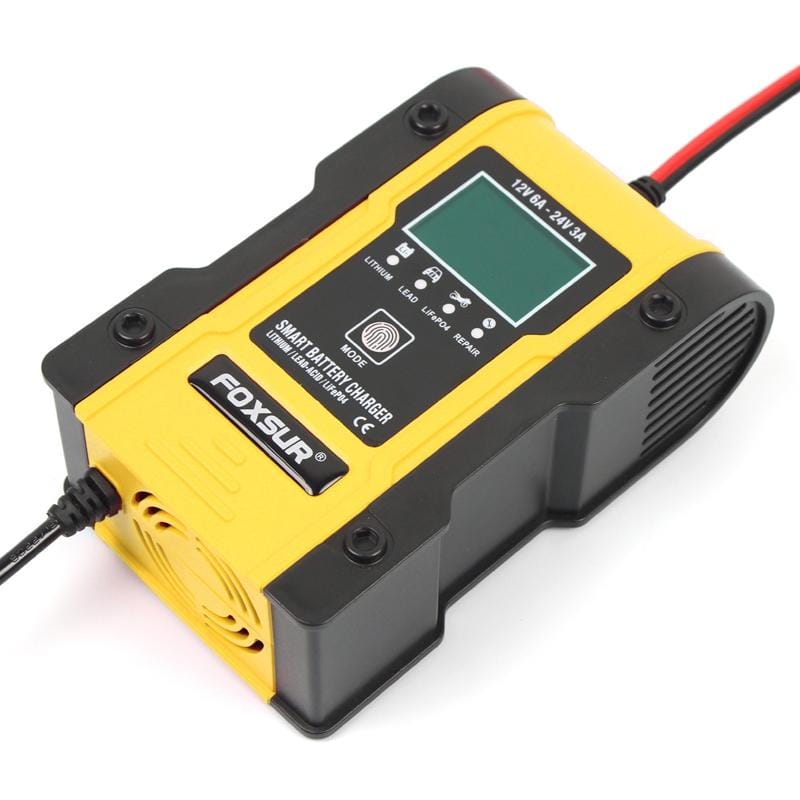 FOXSUR 12V-24V Car Motorcycle Repair Battery Charger AGM Charger Color:Yellow (UK Plug)