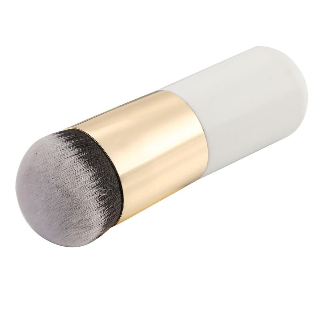 Short Wooden Handle Large Round Head Buffer Foundation Powder Makeup Brushes Plump Round Brush Makeup BB Cream Tools (White)