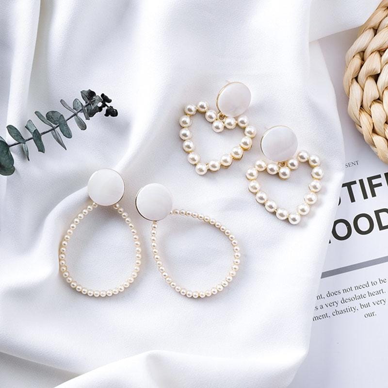 Fashion Hollow Pearl Dangle Earrings For Women Jewelry (Waterdrop)