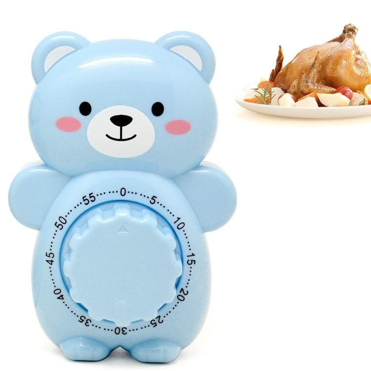 3 PCS Cartoon Bear Timer Kitchen Gadget Mechanical Timer (Blue)