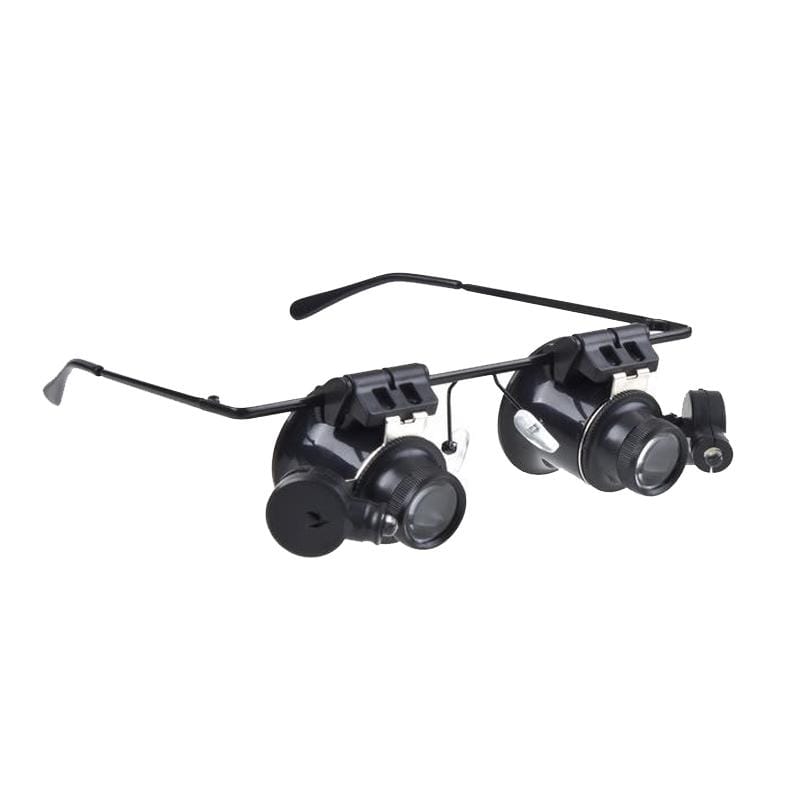 20X Glasses Type Watch Repair Loupe Magnifier with LED Light (Black)