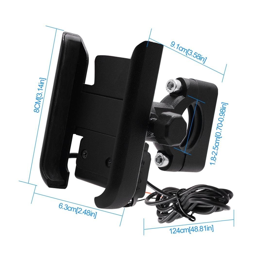 CS-856C1 Motorcycle Rotatable Chargeable Aluminum Alloy Mobile Phone Holder, Handlebar Version (Black)
