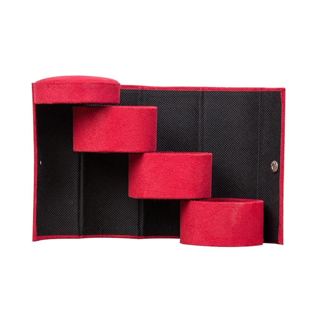 Fashion Cylindrical Rotation Ladder Jewelry Storage Holder Earring Organizer Box Case (Red)