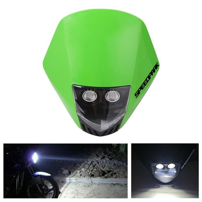Speedpark KTM Cross-country Motorcycle LED Headlight Grimace Headlamp Assembly (Green + Black)