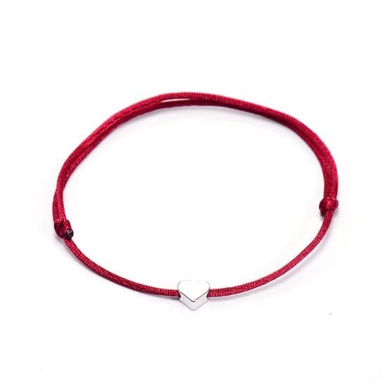 Handmade Rope Adjustable String Lucky Heart Bracelet (Wine red-Silver)