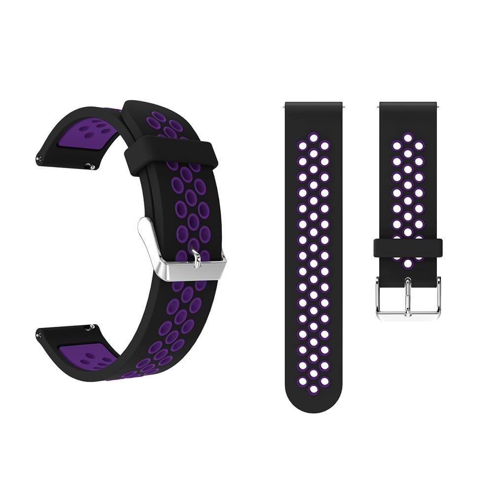 Metal Buckle Two-color Round Hole Silicone Wrist Strap Watch Band for Galaxy Watch Active 20mm (Style7)