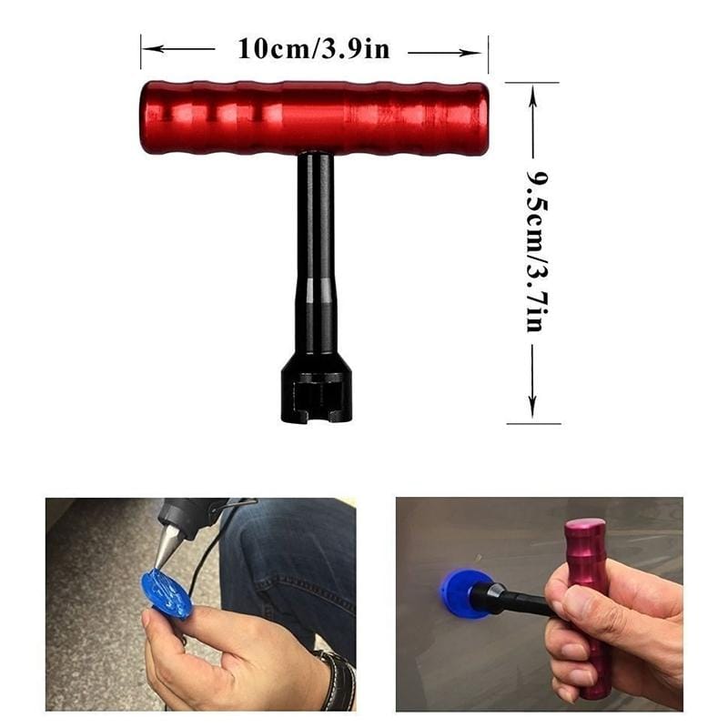 32 PCS Auto Car Metal PDR Dent Lifter-Glue Puller Tab Hail Removal Paintless Car Dent Repair Tools Kit, with 20W Glue Gun, US Plug or EU Plug