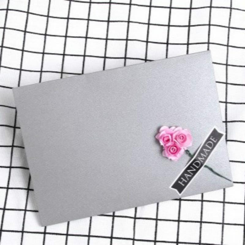 3 PCS Pearl Paper Envelope Creative DIY Invitation Letter Love Letter Postcard 6 Inch Photo Storage Folder (Light Grey Pink Rose)