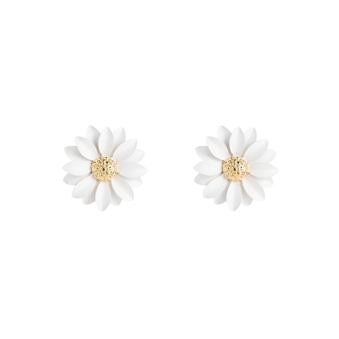 4 Pairs Fashion Temperament Women Flower Earrings (White)