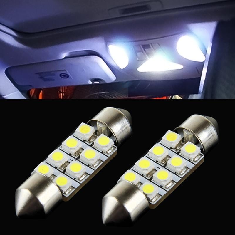 1. Pair 36mm Super White 8 LED Car Reading Light Bulb