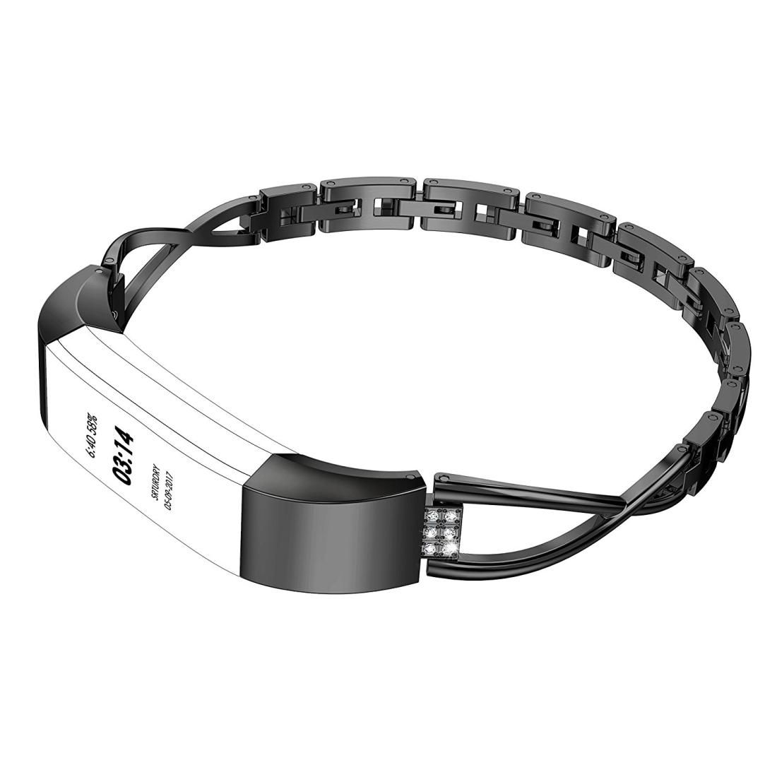 For Fitbit Alta smart watch X-shaped metal strap (black)