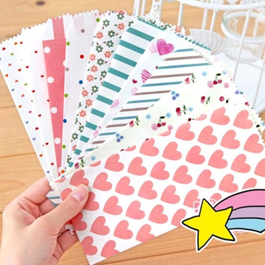 30 Sets Simple Cute Vertical Version Peach Heart Envelopes Cards Sets Random Color Delivery