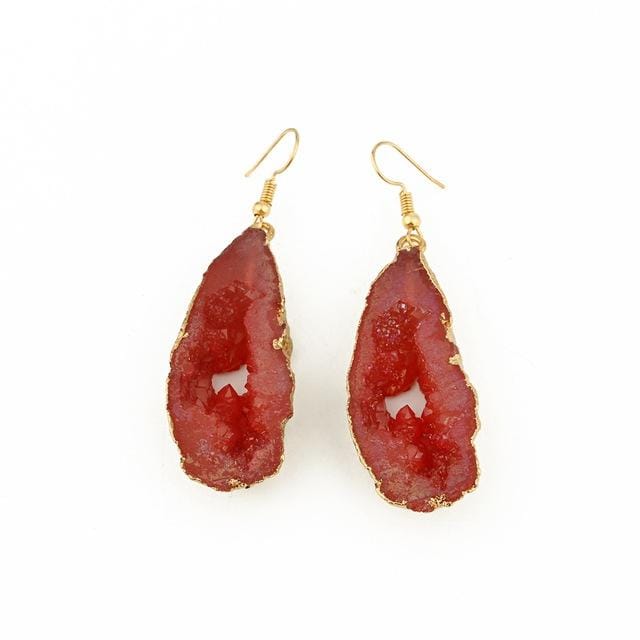 3 Pairs Chic Stone Hollow Resin Earrings Big Drop Earrings For Women Statement Jewelry Gifts (Red)