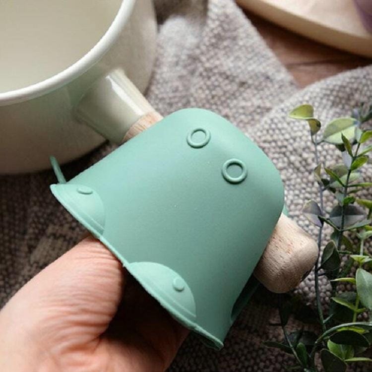 Cartoon Hippo Shape Household Kitchen Insulation Clip Silicone High Temperature Casserole Anti-scalding Clip (Green)