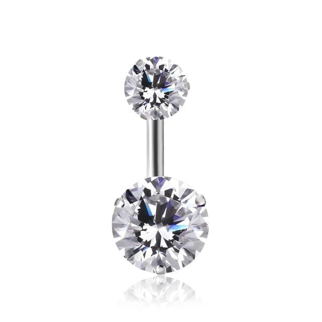 2 PCS Zircon Crystal Body Jewelry Belly Button Ring Navel Piercing Ear Drill (White)