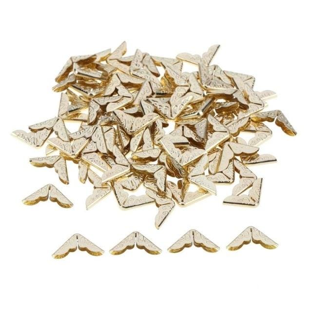 100 PCS Brass Metal Book Protector Scrapbook Notebook Folder Corner (Gold)