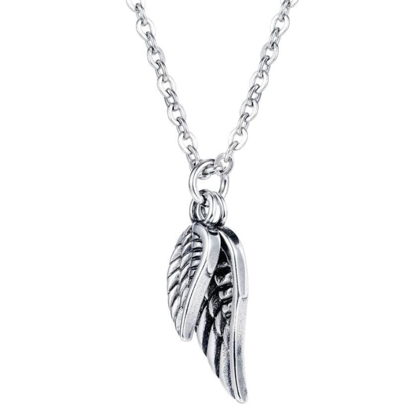 OPK 1691 Personality Men Feather Necklace Titanium Steel Angel Wing Pendant Necklace (Pendant + Chain)