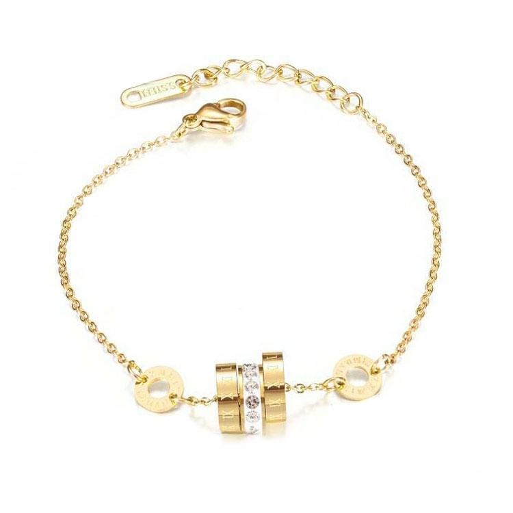 OPK 1065 Numerals Diamonds Girlfriends Bracelet  Titanium Steel Bracelet (Gold)
