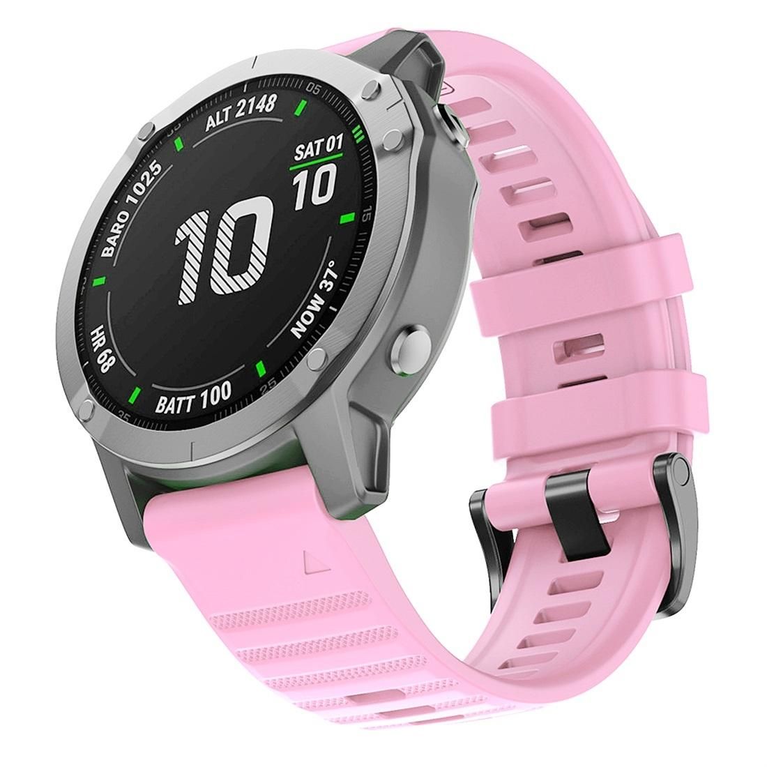 For Garmin Fenix 6 22mm Silicone Smart Watch Replacement Strap Wristband (Pink)