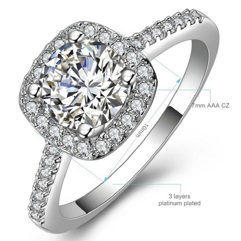 Rings Temperament Jewelry Womens Girls White Silver Filled Wedding Ring, Main Stone Color:silver (5)