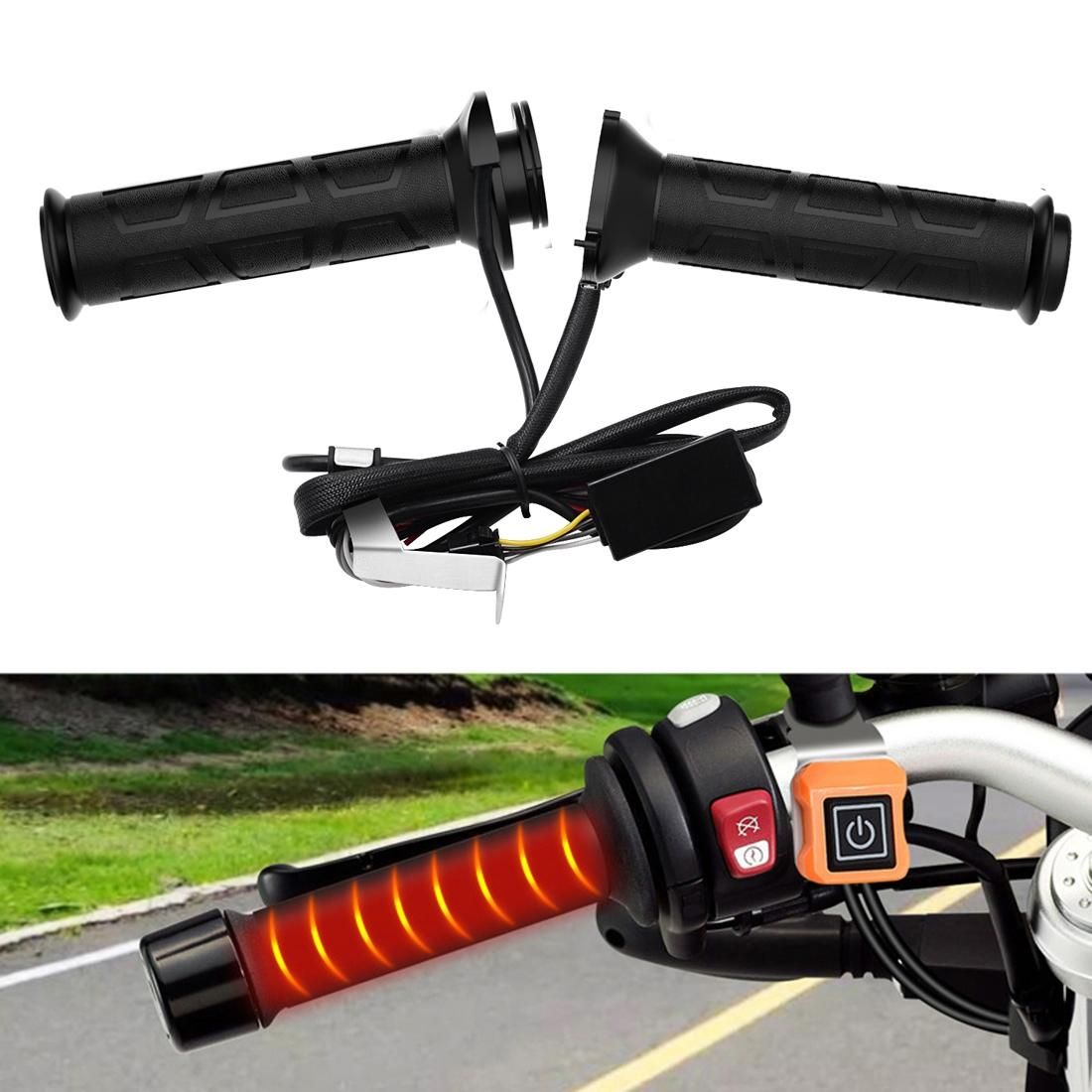 WUPP CS-095D1 Motorcycle Modified Adjustable Temperature Silicone Universal Electric Heating Hand Cover Heated Grip Handlebar (Black)