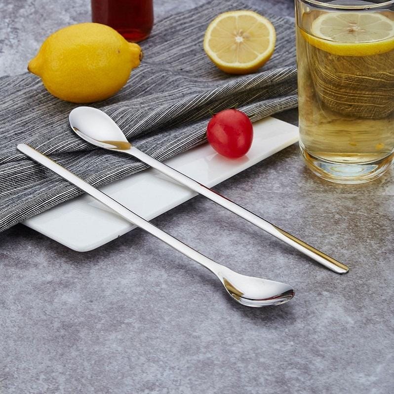 2 PCS Stainless Steel Long-Handled Coffee Stirring Spoon Ice Cream Spoon