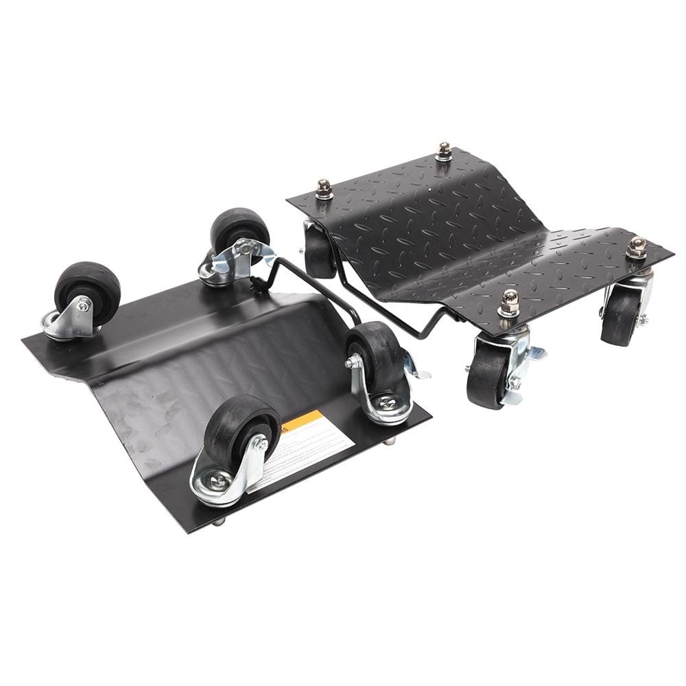 4 PCS V-shaped Non-slip Diamond Car Wheel Dolly with 3 inch Casters & Brakes, Bearable Weight: 1000lbs