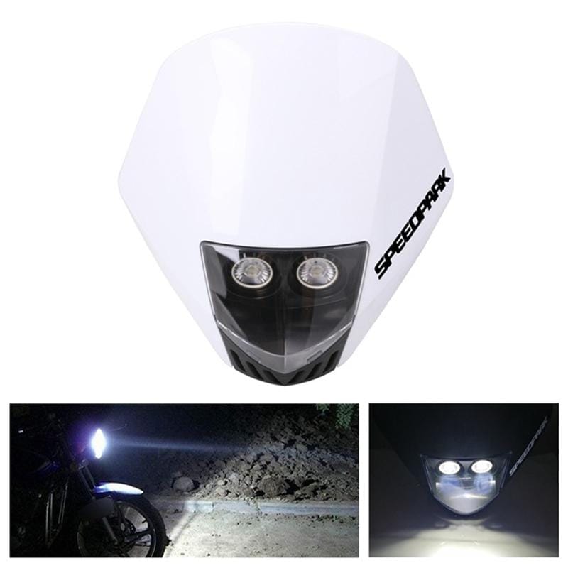 Speedpark KTM Cross-country Motorcycle LED Headlight Grimace Headlamp Assembly (White + Black)