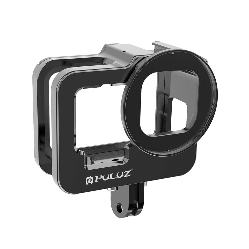 PULUZ for GoPro HERO9 Black Thicken Housing Shell CNC Aluminum Alloy Protective Cage with Insurance Frame & 52mm UV Lens (Black)