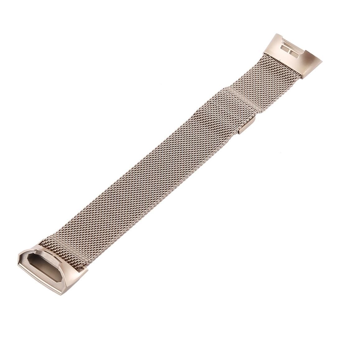 Metal Wrist Strap Watch Band for Fitbit Charge 3 (Vintage Gold)