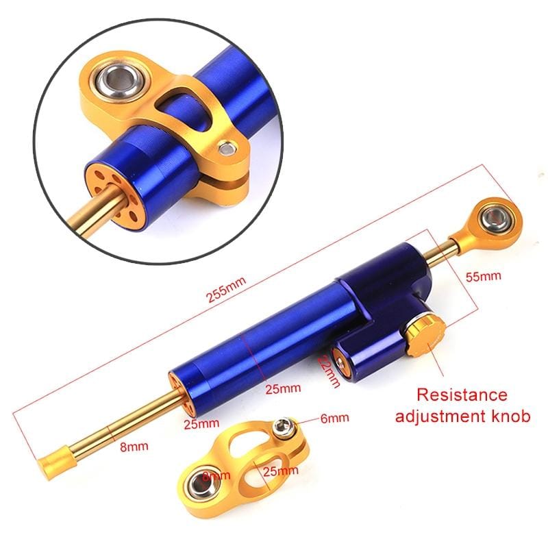 Motorcycle Handlebar Universal Shock Absorber Direction Damper Steering Stabilizer Damper Accessories (Silver)