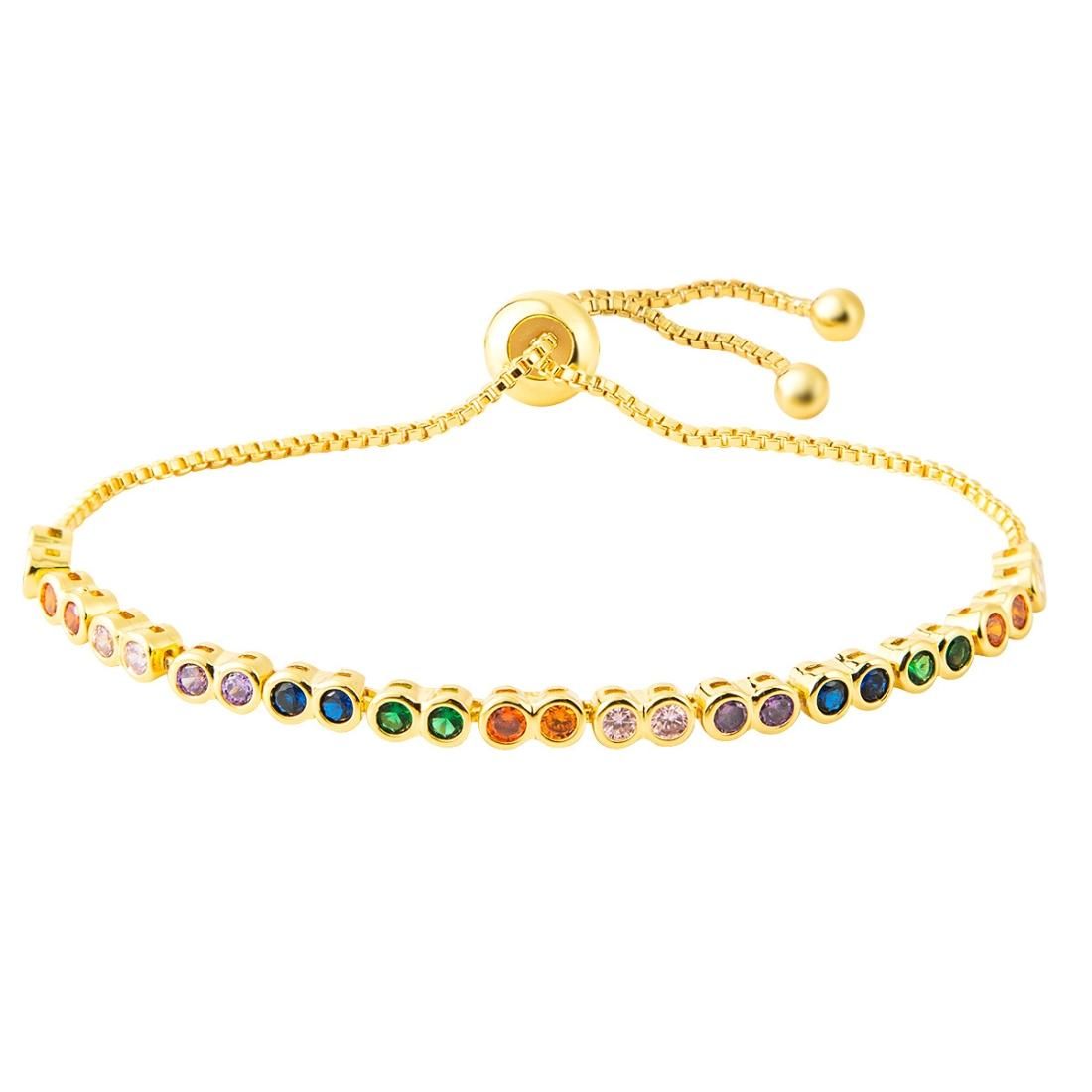 Copper Inlaid Colorful Zircon Ladies Bracelet Simple Adjustable Crystal Bracelet
