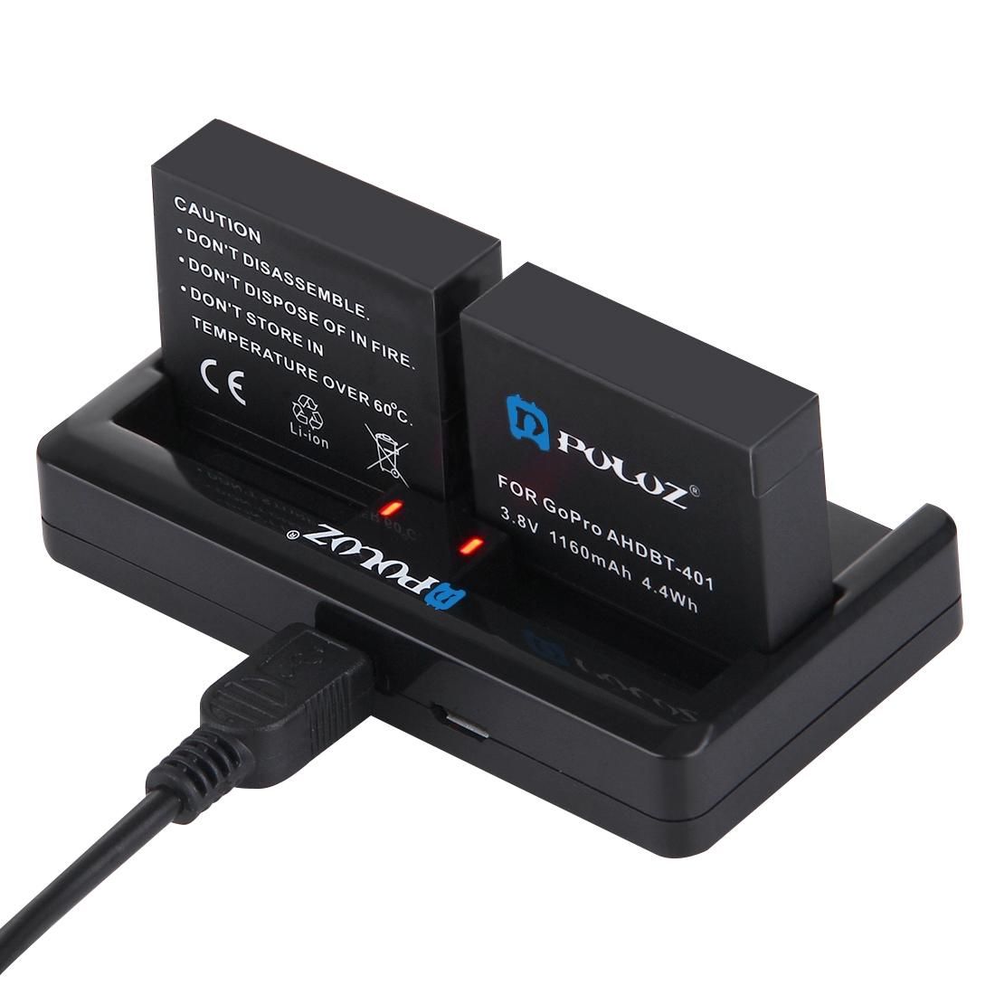 PULUZ 2-channel Charger for GoPro HERO4 /3+ /3 (Black)