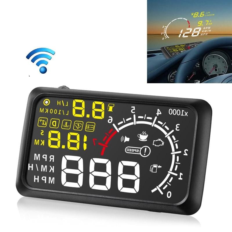 X3 Bluetooth 5.5 inch Car OBDII / EUOBD HUD Vehicle-mounted Head Up Display Security System, Support Speed & Fuel Consumption, Overspeed Alarm, Water Temperature, etc (Black)
