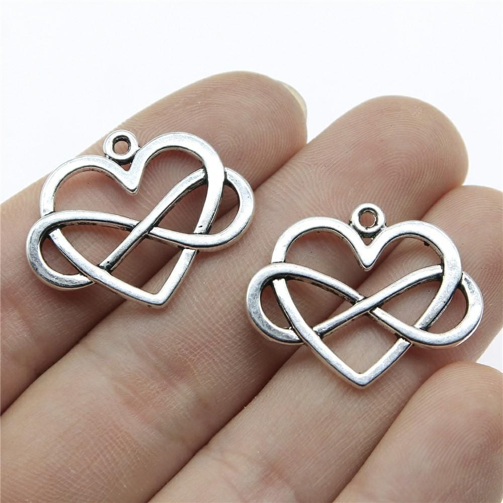 50PCS 27x22mm Heart Infinity Charm Infinity Knot Charm Infinity Heart Charm For Jewelry Making