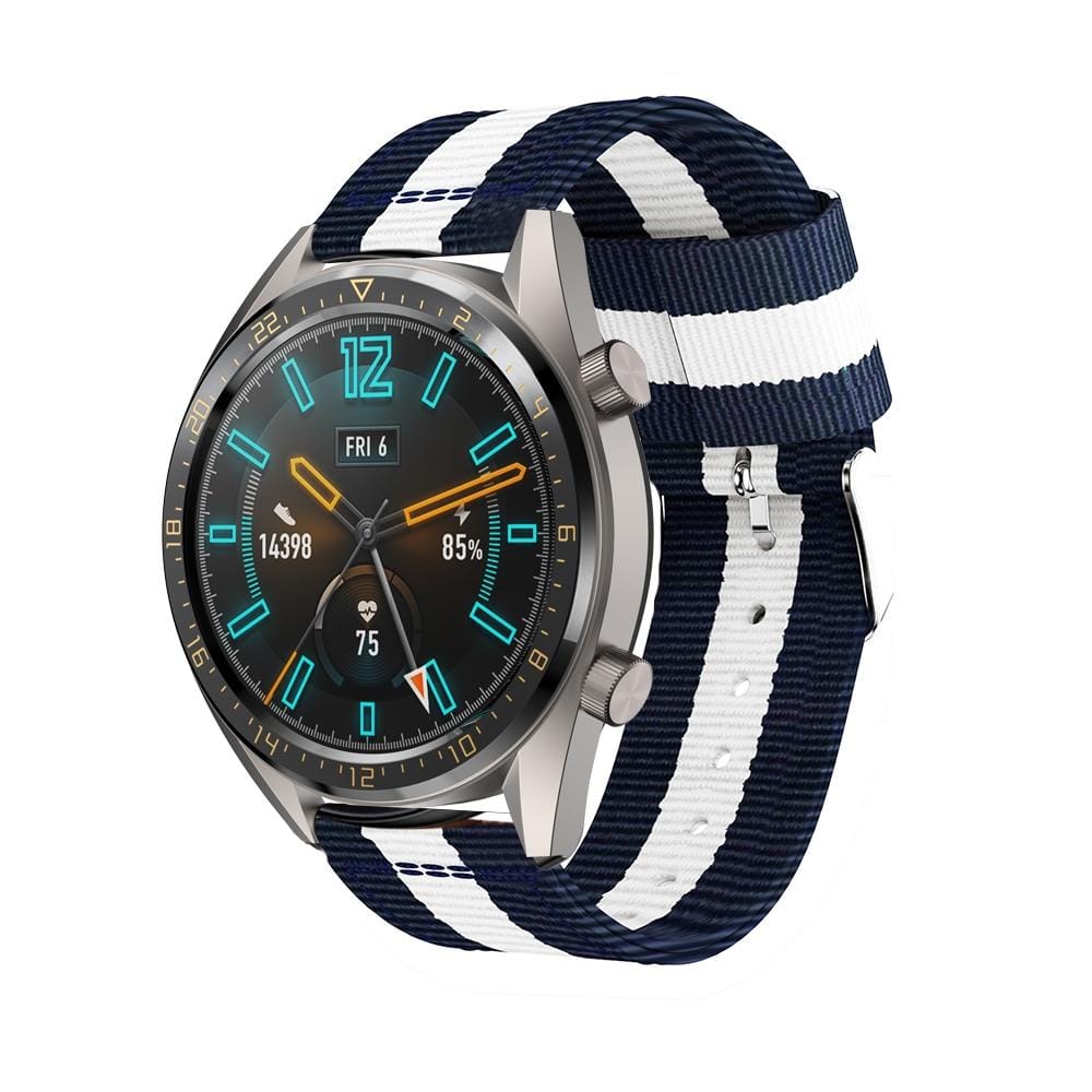 22mm For Huawei Watch GT2e GT2 46mm Nylon single ring strap (Navy White)