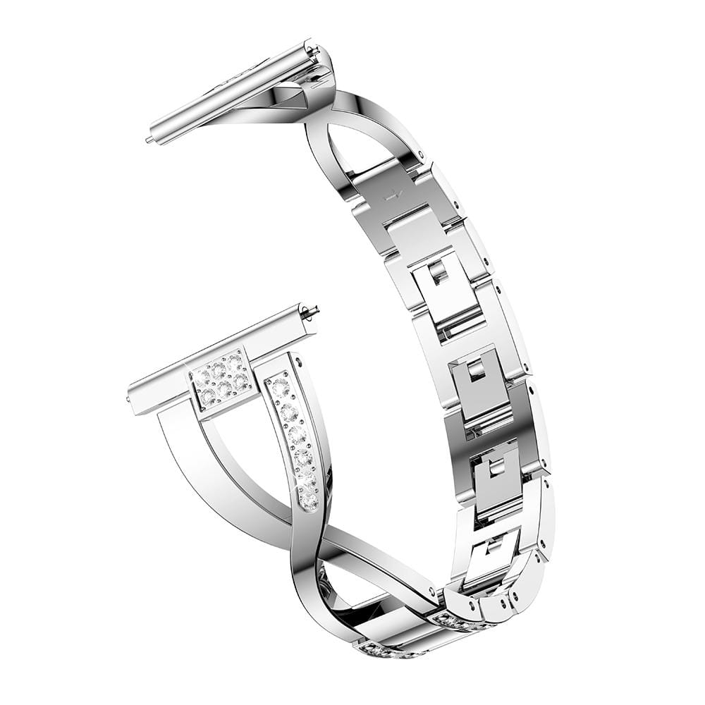X-shaped Diamond-studded Solid Stainless Steel Wrist Strap Watch Band for Galaxy Watch 46mm (Silver)