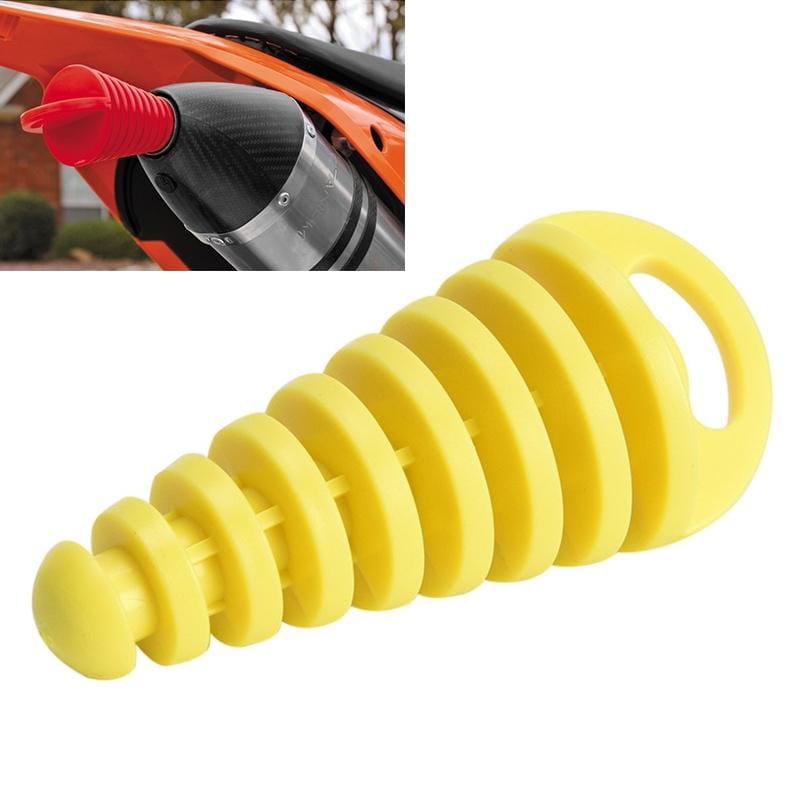 Motorcycle Exhaust Pipe Motocross Tailpipe PVC Air-bleeder Plug Exhaust Silencer Muffler Wash Plug Pipe Protector (Yellow)