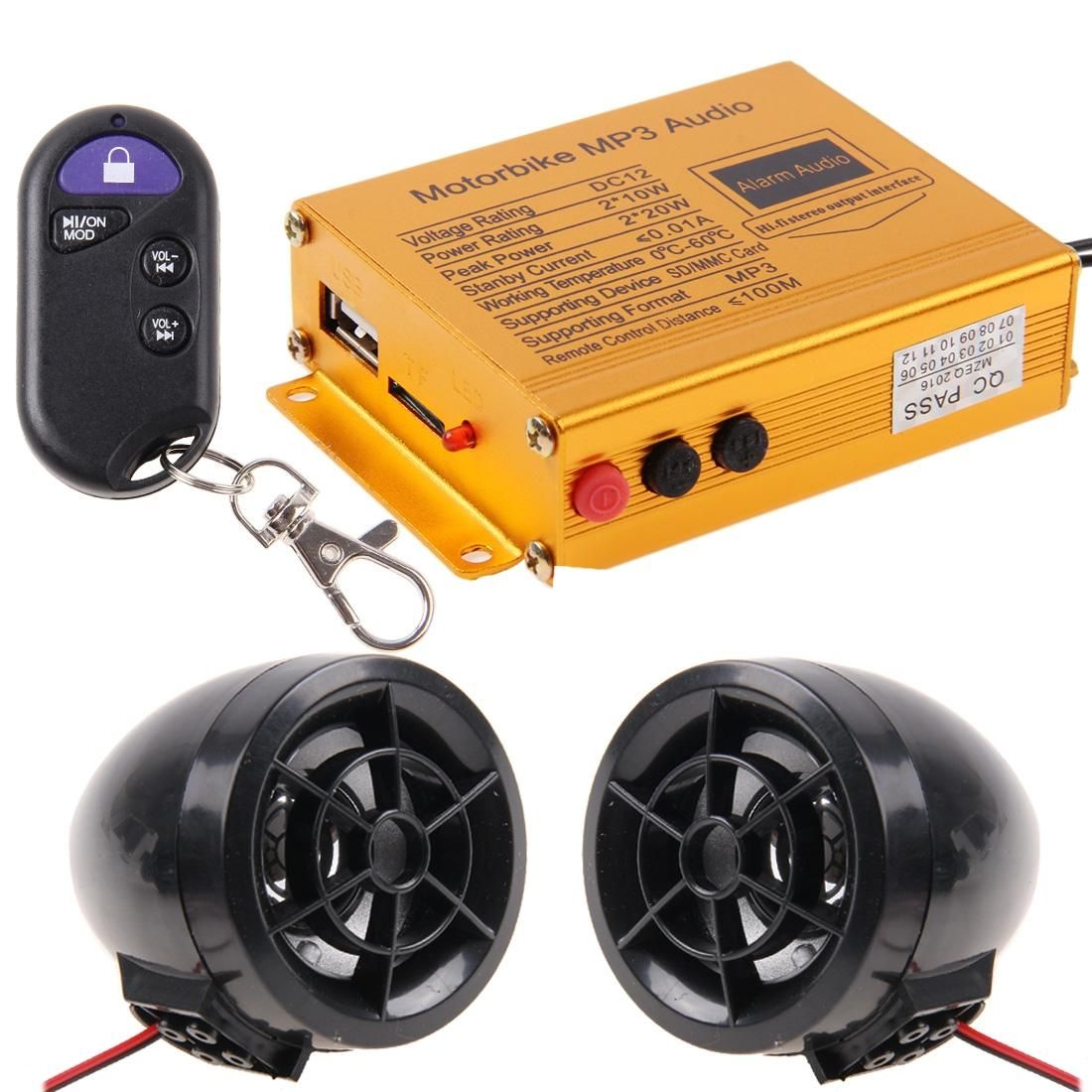 Motorcycle Anti-theft Digital MP3 with 2.5 inch Speaker, FM Radio & Remote Control, Support SD Card & USB Flash Disk (Black)