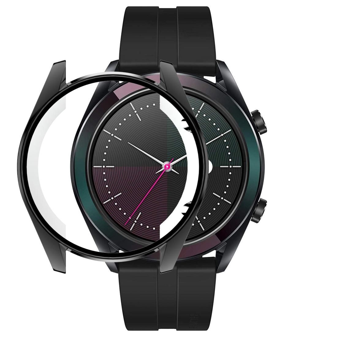 For HUAWEI Watch GT Elegant 42mm ENKAY Hat-prince 2 in 1 Full Coverage Electroplate TPU Case + 0.2mm 9H 2.15D Curved Edge Tempered Glass Film (Rose Gold)