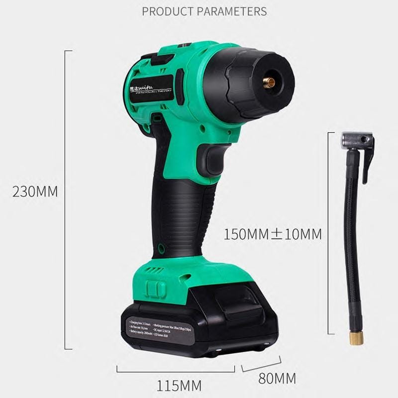 SUITU High-pressure Handheld Smart Digital Display Car Portable Wireless Tire Inflator (Green)