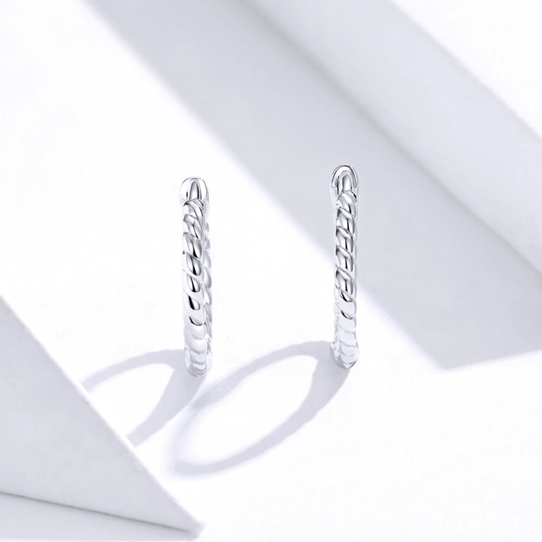 Circle Earrings Hemp Rope Earrings Sterling Silver S925 Ear Buckles