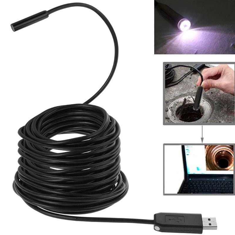 Waterproof USB Endoscope Inspection Camera with 6 LED, Length: 25m, Lens Diameter: 9mm (Black)