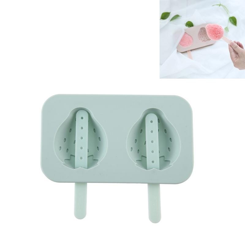 DIY Silicone Popsicle Ice Cream Mold Creative Cute Summer Popsicle Stick Ice Lattice, Style:Strawberry (Lotus Pink)