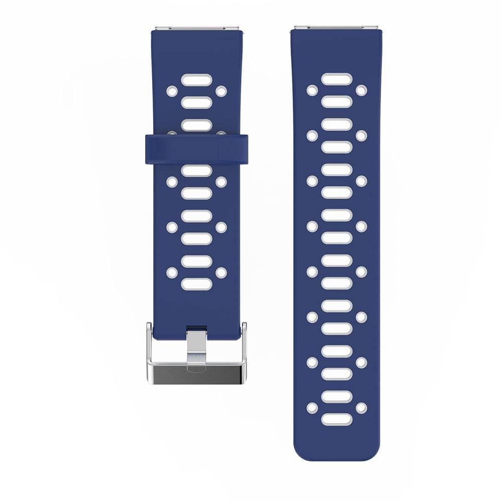 For Fitbit Blaze Two-tone Silicone Replacement Wrist Strap Watchband with Buckle (Dark Blue + White)
