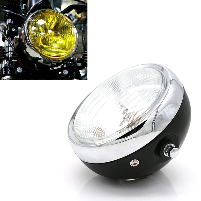 Motorcycle Black Shell Retro Lamp LED Headlight Modification Accessories for CG125 / GN125 (White)