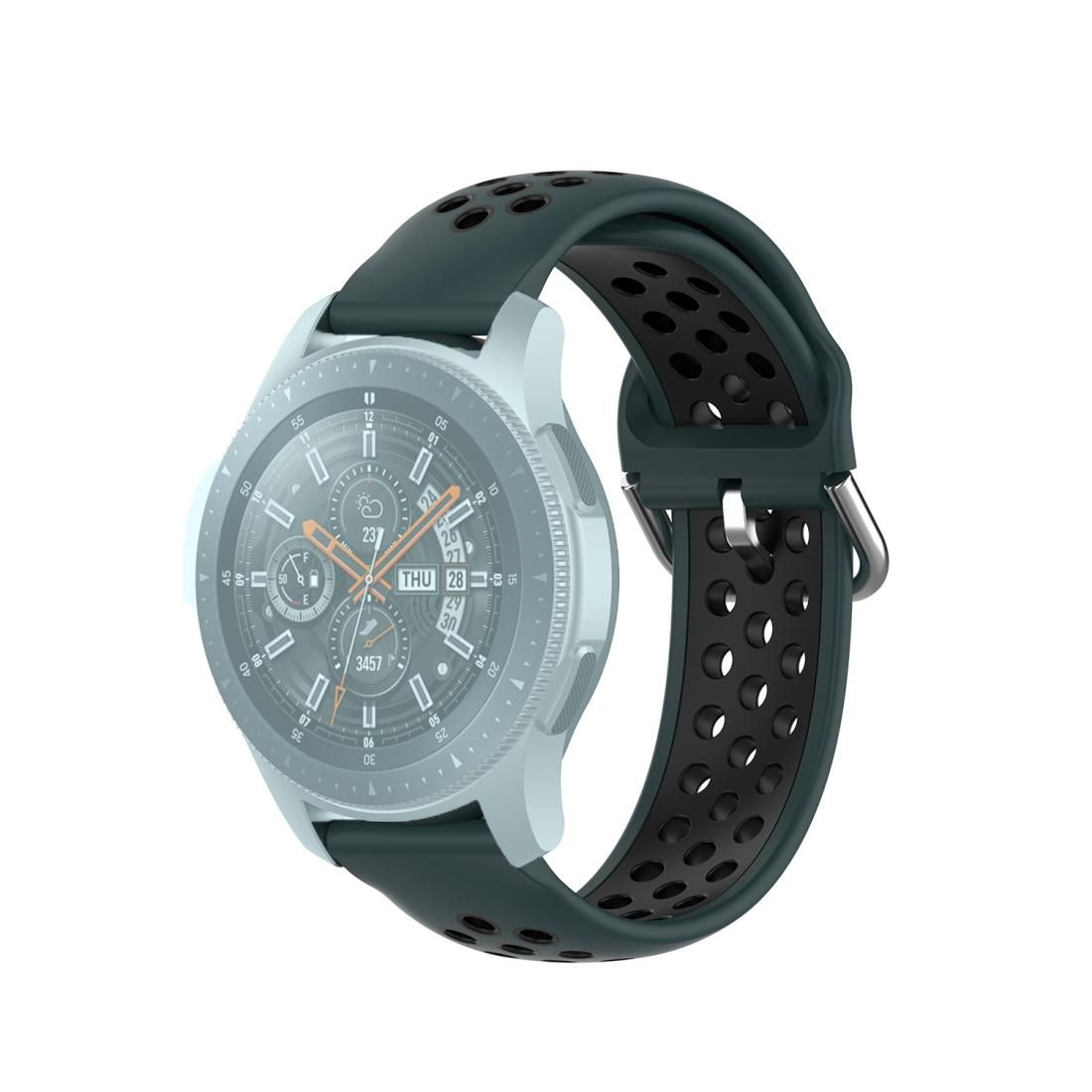 For Huawei Watch GT2 / Honor Magic Watch 2 46mm Universal Sports Two-tone Silicone Replacement Wrist Strap (Olive Green+Black)
