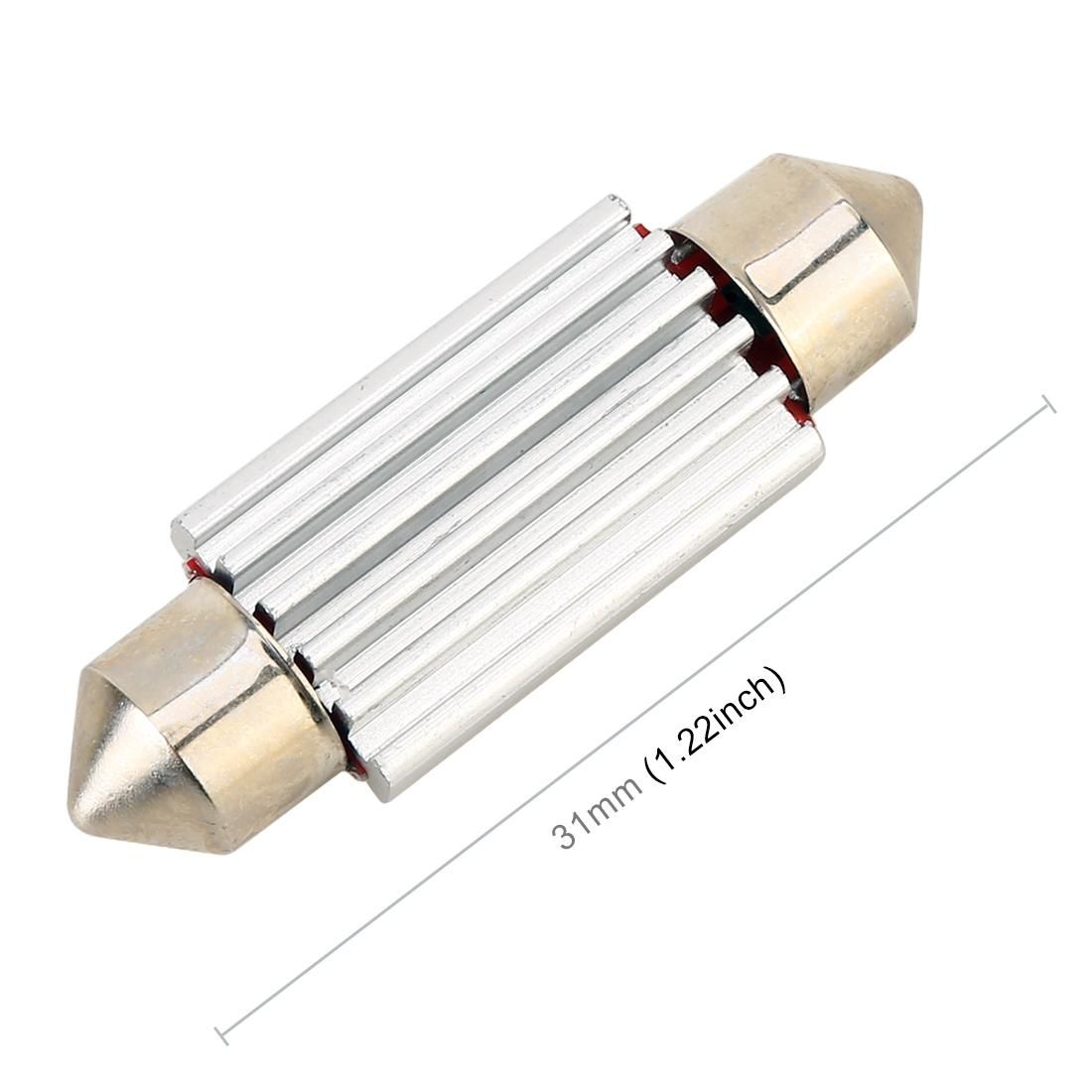 2 PCS DC 12V 2W 31MM 4014 Bicuspid Port No Decoding Car Dome Lamp LED Reading Light with 10 LED Lights (White Light)