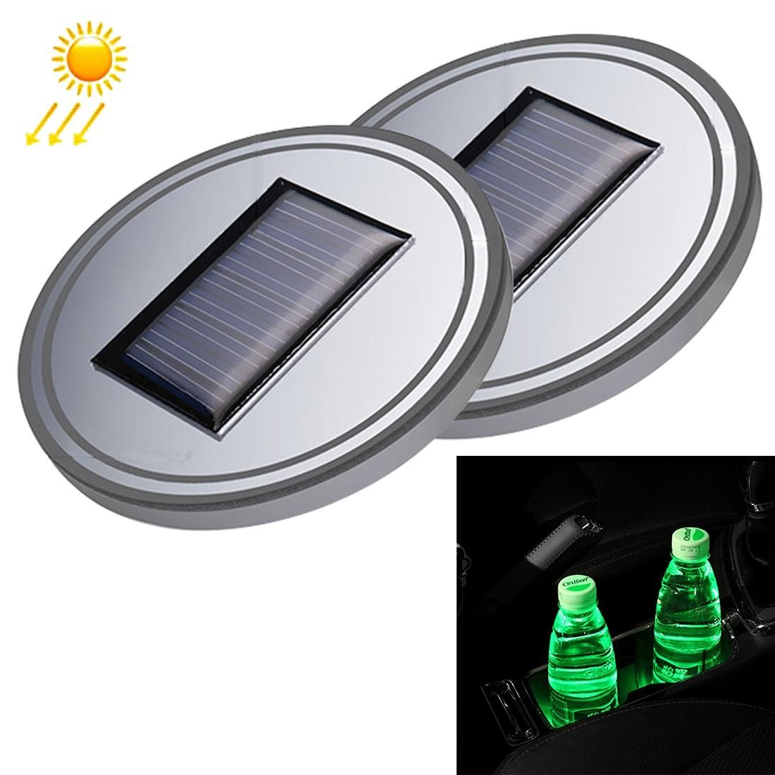 Car Auto Universal Acrylic Solar USB Charger Water Cup Groove LED Ambient Light (Green Light)