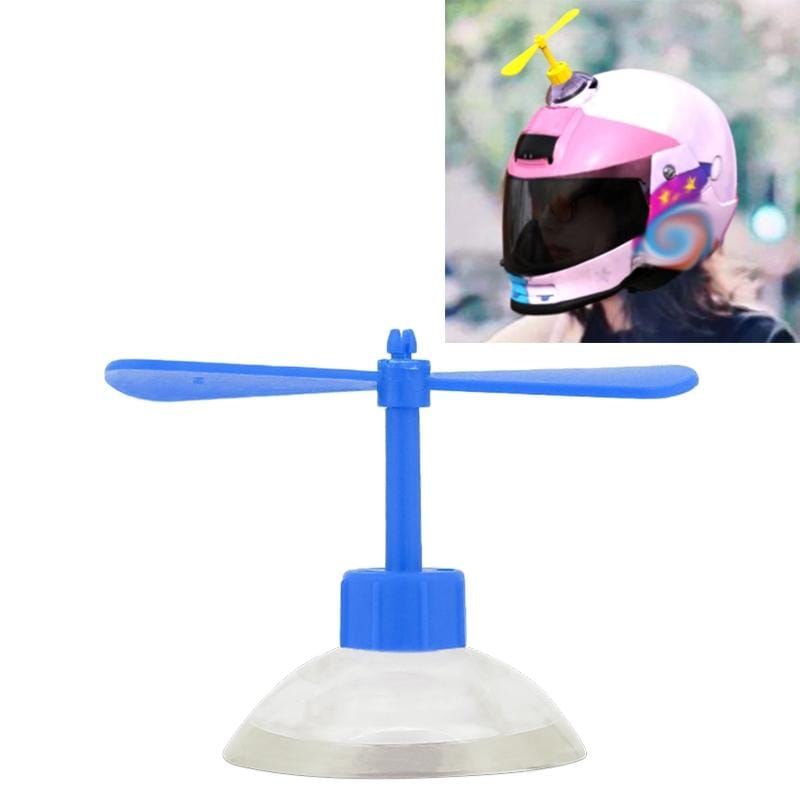 Motorcycle Helmet Take-copter Decoration Motorbike Helmet Suction Cups Rotate Horns Decoration (Blue)